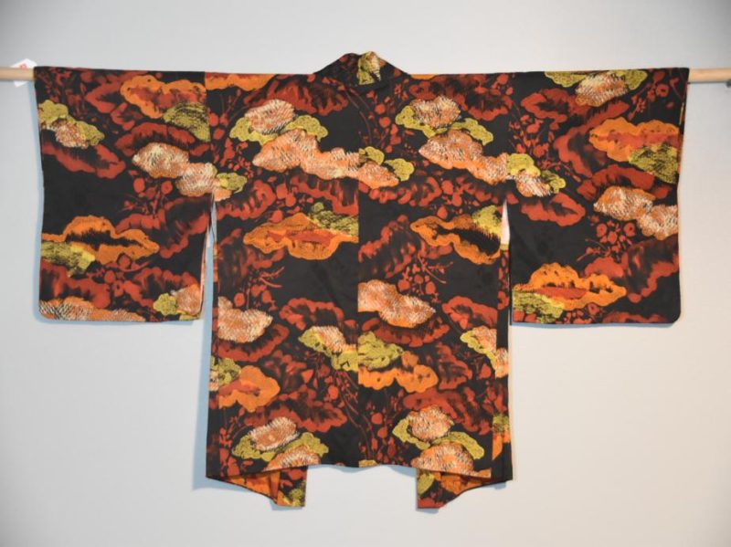 Japanese Red, Black and Orange Vintage Haori Kimono Jacket - Image 2