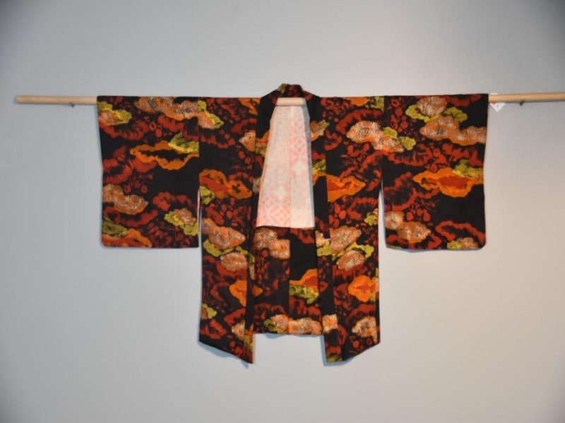 Japanese Red, Black and Orange Vintage Haori Kimono Jacket - Image 6