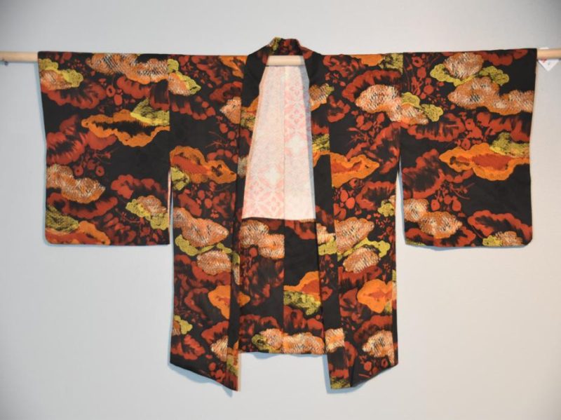 Japanese Red, Black and Orange Vintage Haori Kimono Jacket - Image 5