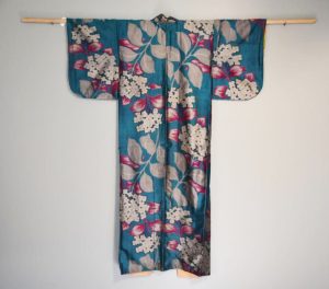 Japanese Meisen Silk Ikat Vintage Kimono