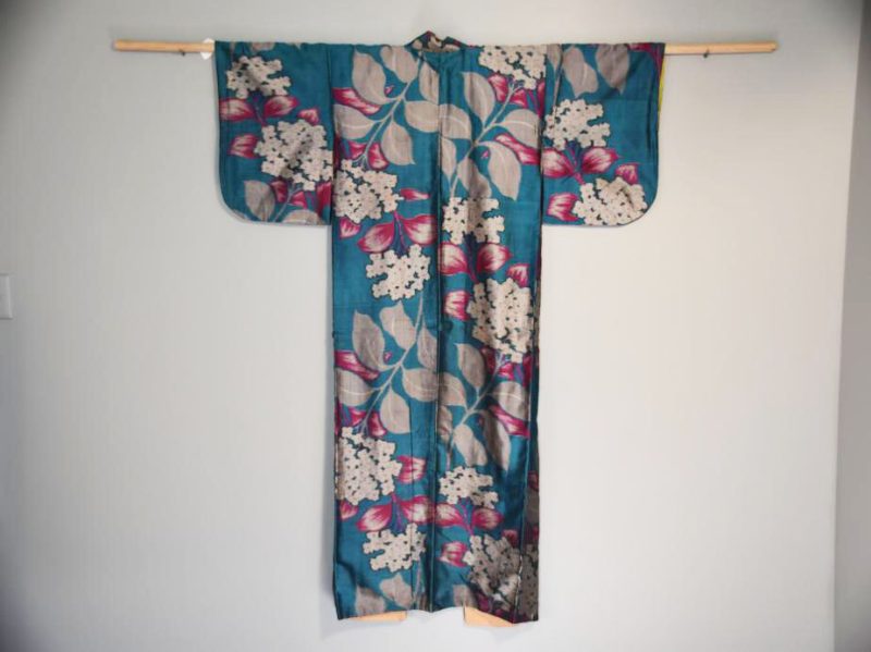 Japanese Meisen Silk Ikat Vintage Kimono