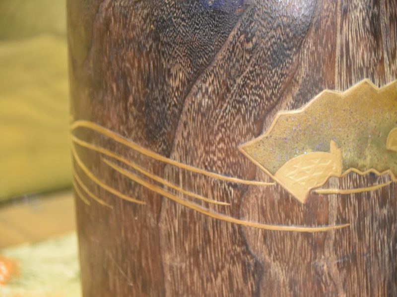 A Pair of Wooden Hibachi with Gold Maki E painting. - Image 4