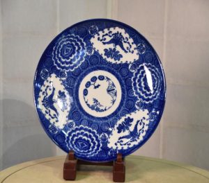 Japanese Antique Blue and White Stencil Plate