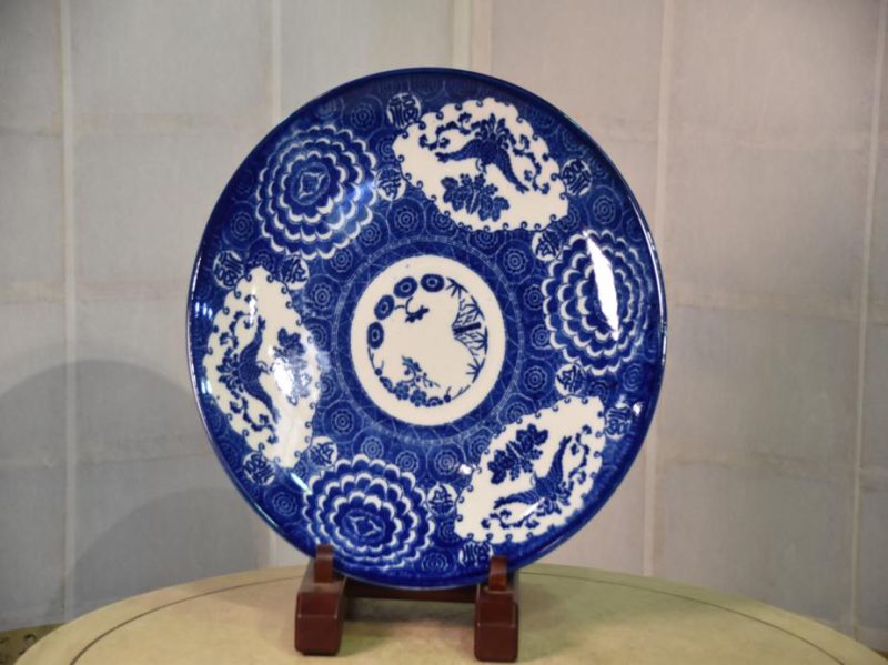 Japanese Antique Blue and White Stencil Plate