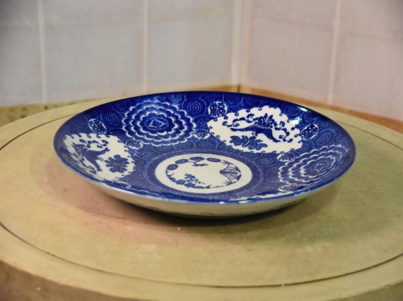 Japanese Antique Blue and White Stencil Plate - Image 4