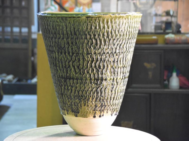 Large Oribe Pottery Vase - Image 3