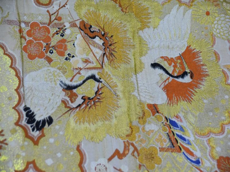 Flying Cranes Silk Vintage Obi Sash - Image 9