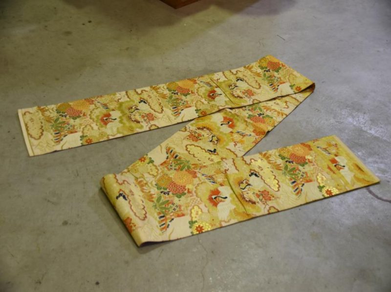 Flying Cranes Silk Vintage Obi Sash - Image 4
