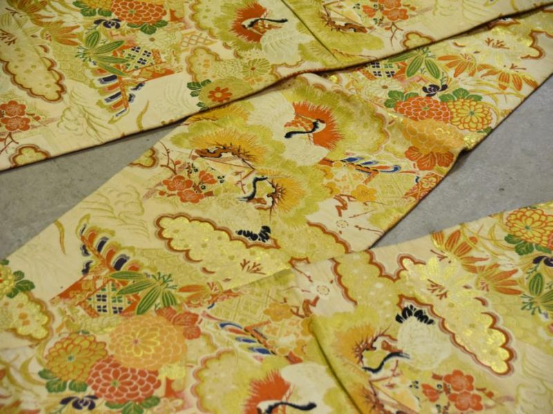 Flying Cranes Silk Vintage Obi Sash - Image 3