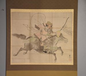 Japanese Samurai riding a Horse Scroll