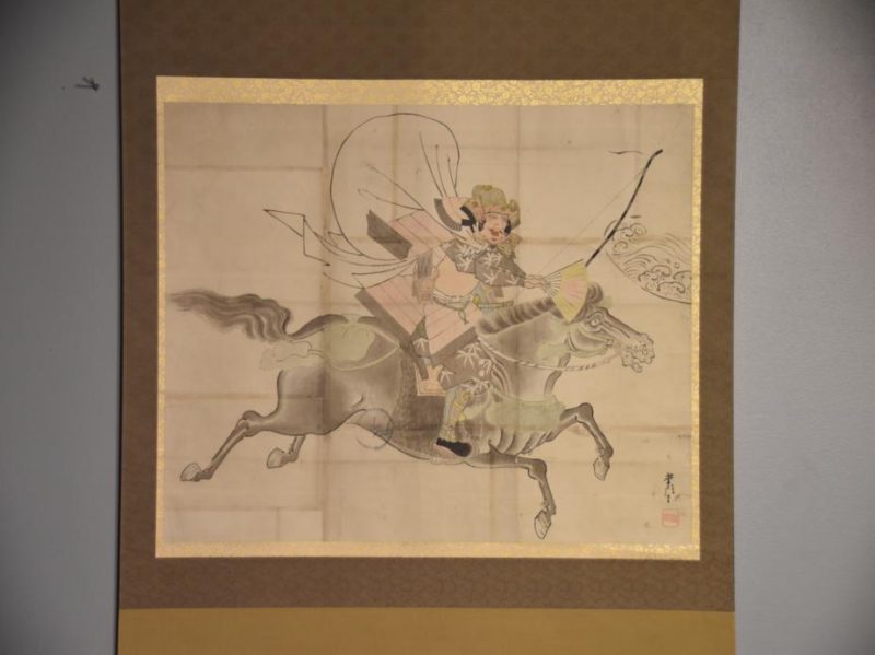 Japanese Samurai riding a Horse Scroll