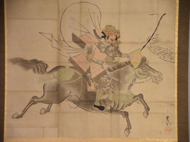 Japanese Samurai riding a Horse Scroll - Image 2