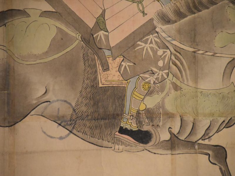 Japanese Samurai riding a Horse Scroll - Image 7