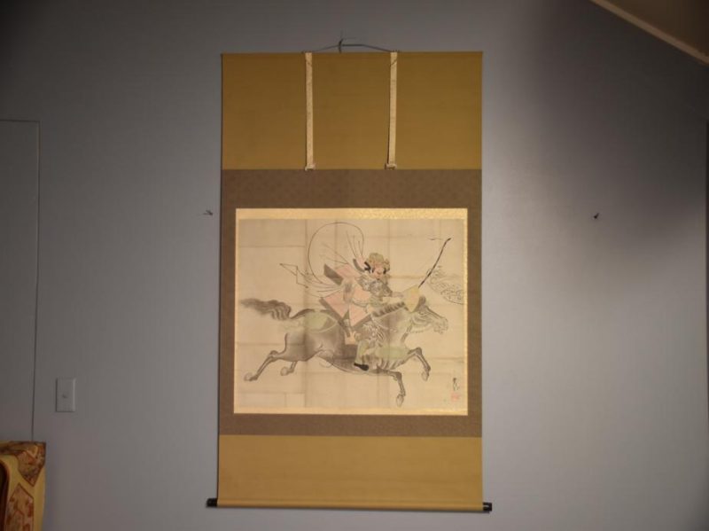Japanese Samurai riding a Horse Scroll - Image 4