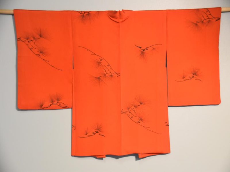 Red and Black Pine Silk Haori