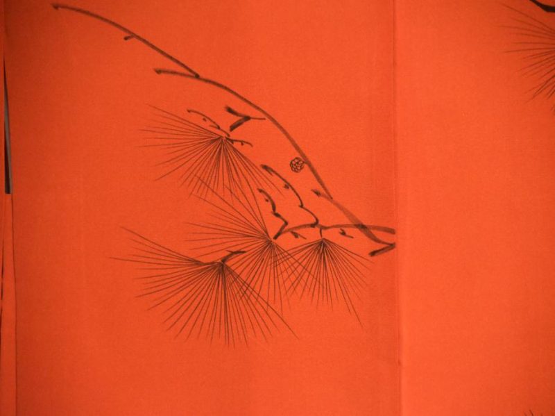 Red and Black Pine Silk Haori - Image 2