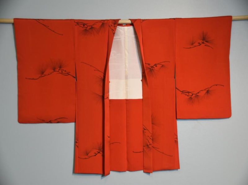 Red and Black Pine Silk Haori - Image 6