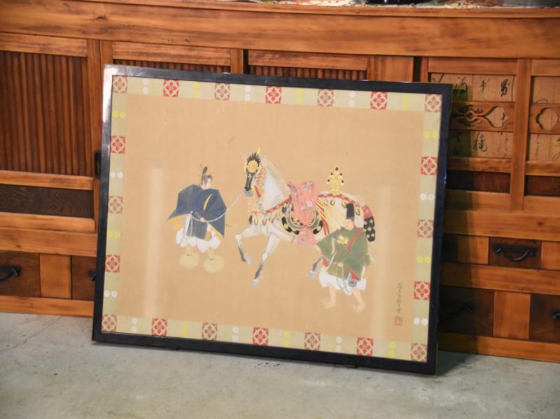 Double Sided Painting of a Hein Period Horse and Cart