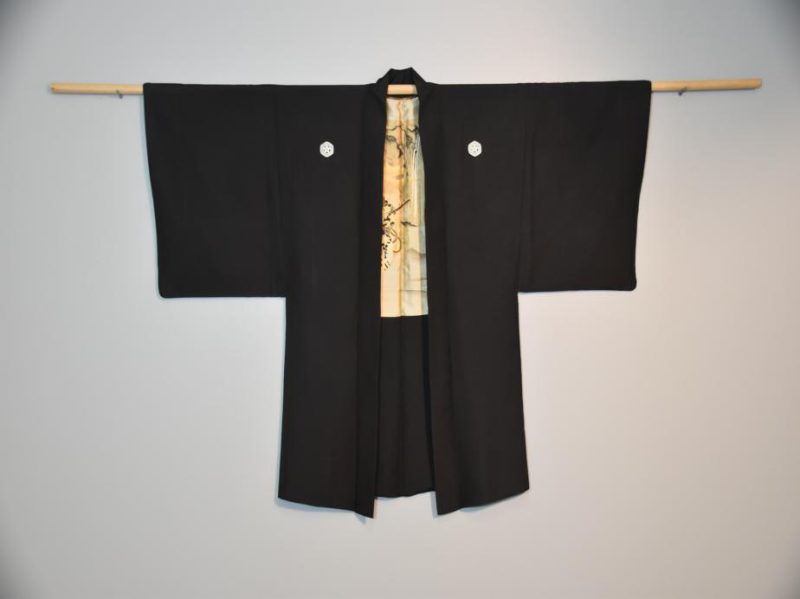 Japanese Silk Man's Black Haori - Image 2