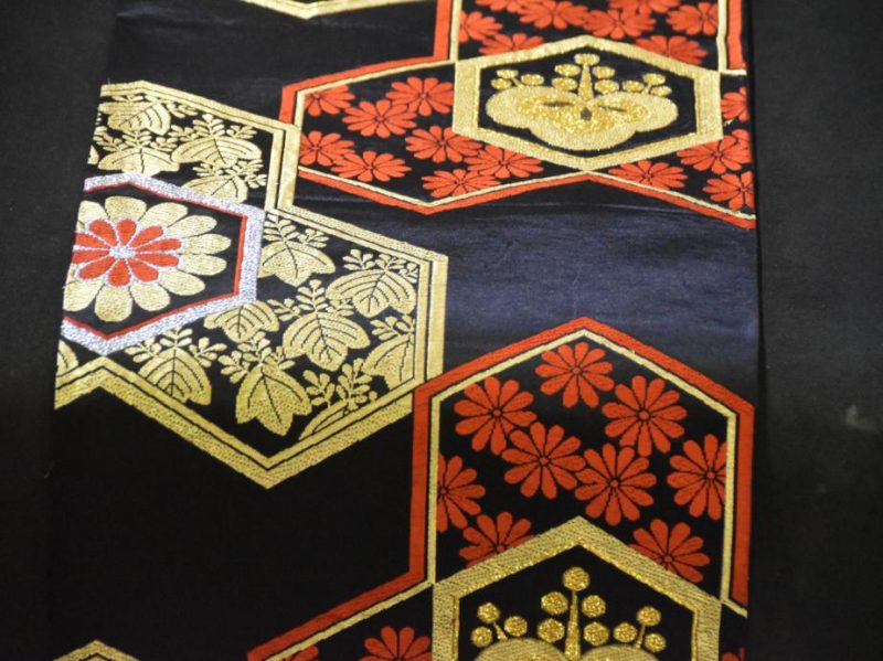 Red and Black Japanese Vintage Table Runner/Obi Sash - Image 2