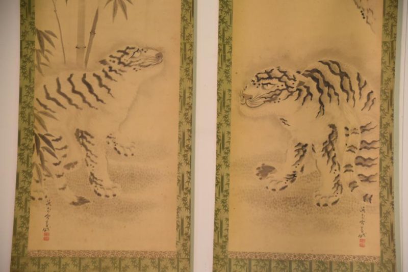 A Pair of Japanese Ink Brush Tiger Paintings Circa:1920's - Image 2