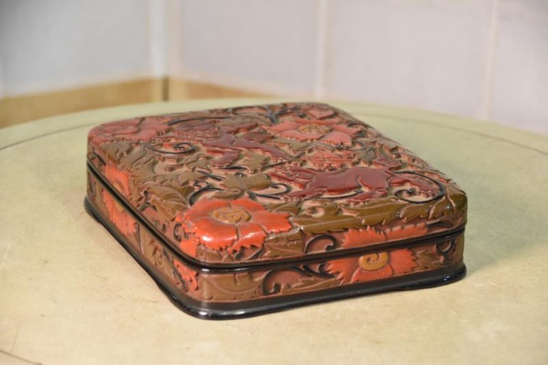 Meiji Period Japanese Carved Lacquer Suzuri Bako Writing Box - Image 13
