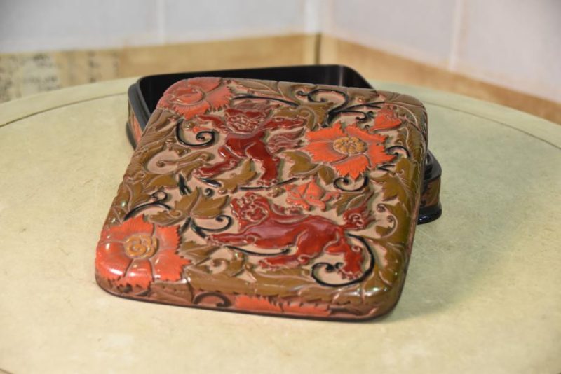 Meiji Period Japanese Carved Lacquer Suzuri Bako Writing Box - Image 12