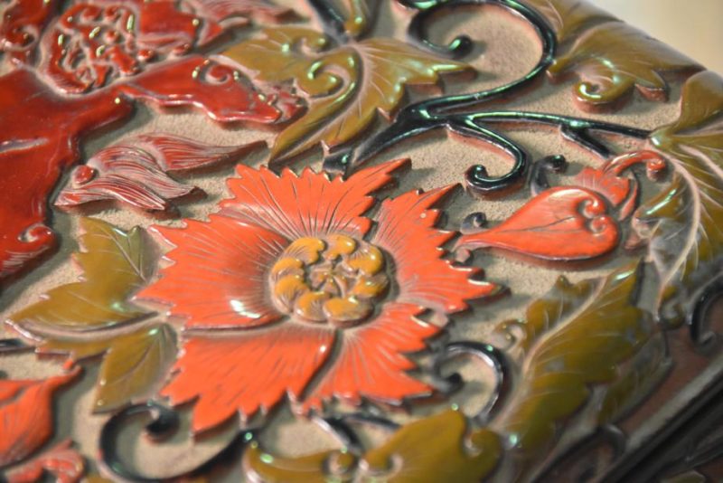Meiji Period Japanese Carved Lacquer Suzuri Bako Writing Box - Image 5