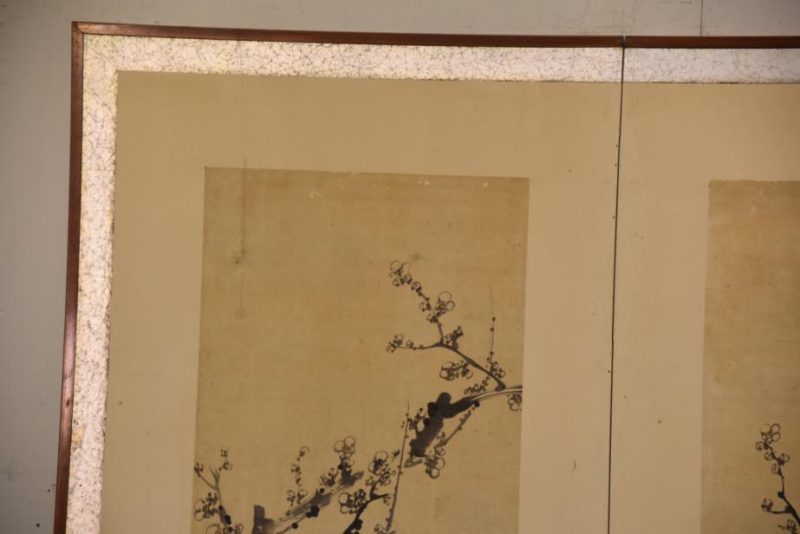 2 Panel Ink Brush Plum Blossom Screen - Image 2