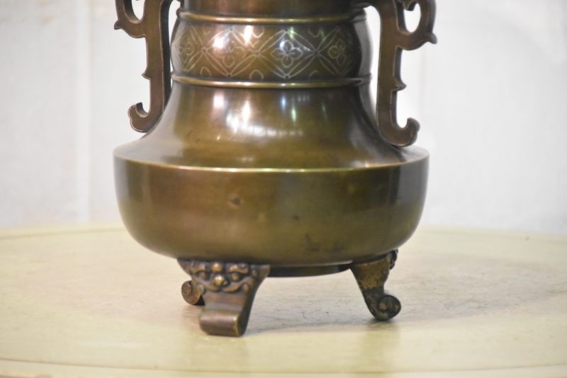 Bronze Vase with Silver Inlay - Image 2