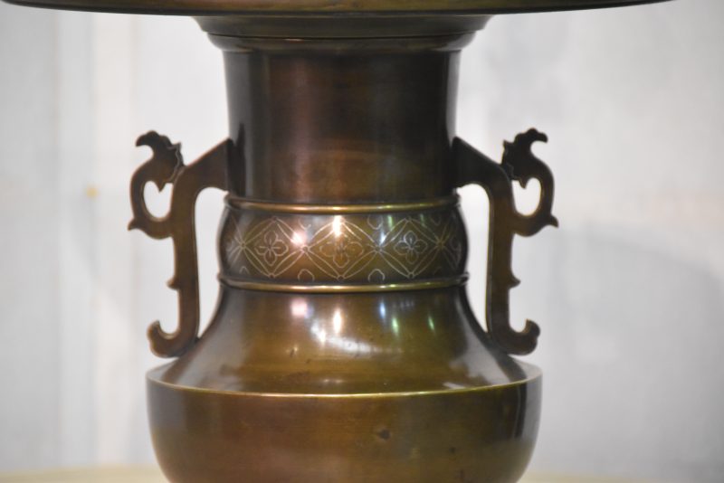 Bronze Vase with Silver Inlay - Image 4