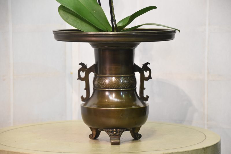 Bronze Vase with Silver Inlay - Image 3