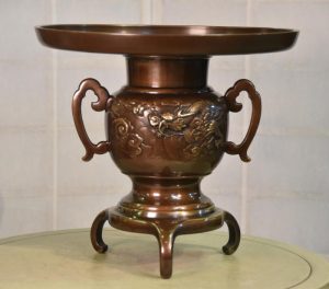 Large Japanese Bronze Flower Vase
