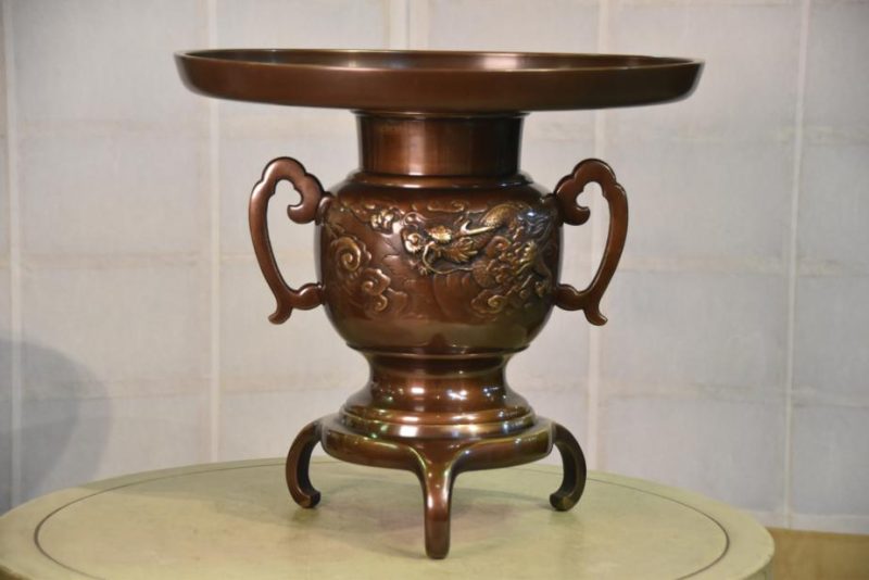 Large Japanese Bronze Flower Vase