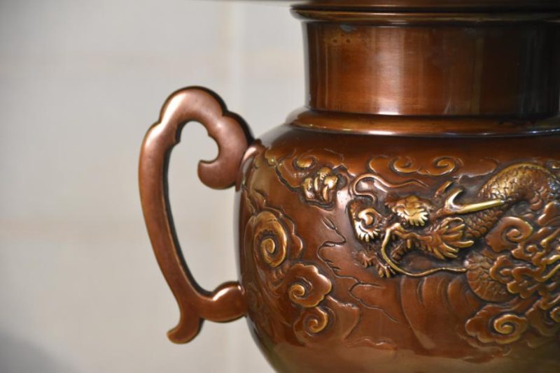 Large Japanese Bronze Flower Vase - Image 9