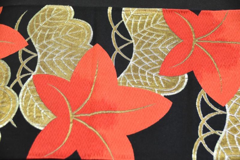 Japanese Maple Leaf Vintage Table Runner Obi Sash - Image 7