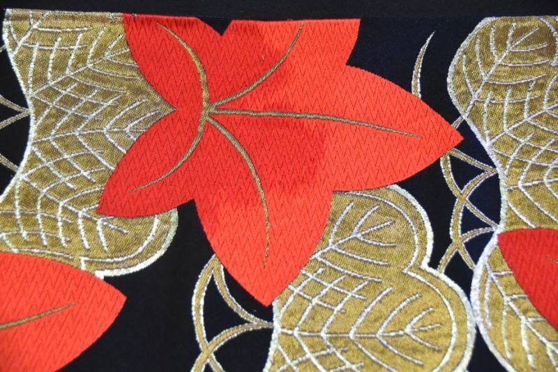 Japanese Maple Leaf Vintage Table Runner Obi Sash - Image 6