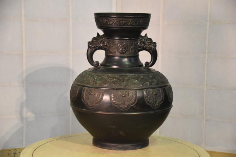 Japanese Bronze Vase Decorated with Chinese Archaic Designs