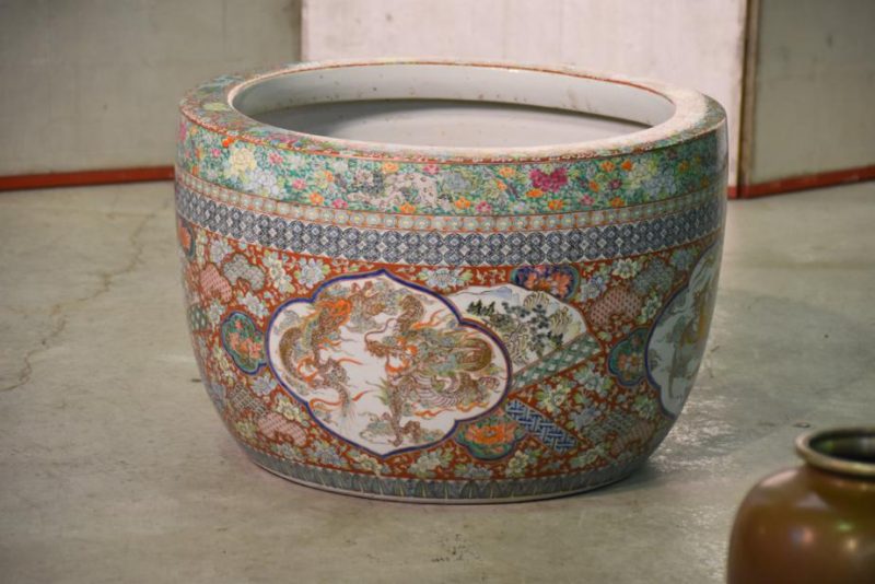 Large Japanese Porcelain Hibachi