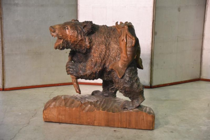 Japanese Hokkaido Carved Wood Bear - Image 2