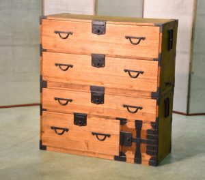 Meiji Period Tokyo Isho Dansu Clothing Chest 2 Sections