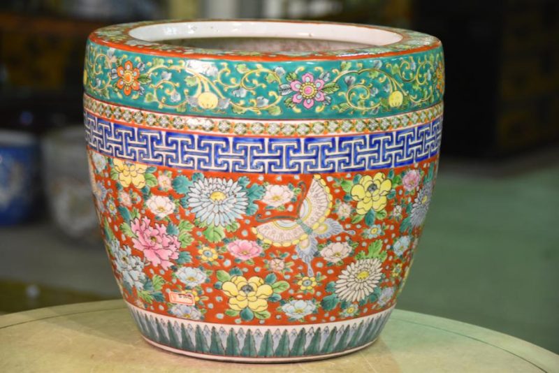 Kyoyaki Ceramic Urn Hibachi Plant Holder - Image 10