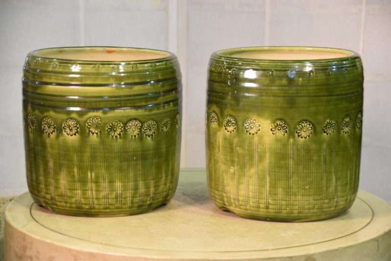 A Pair of Oribe Pottery Hibachi Urns - Image 2