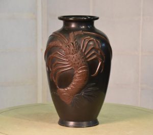 Japanese Meiji Period Bronze Lobster Vase