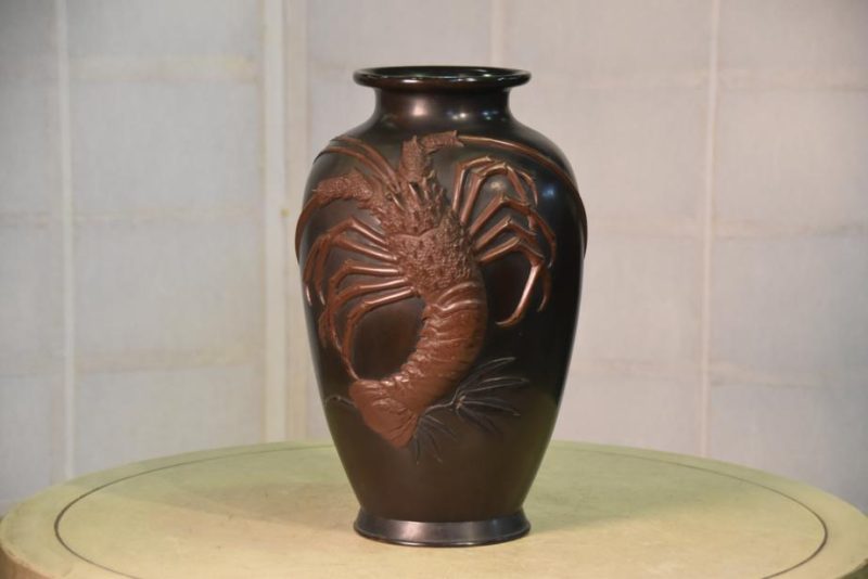 Japanese Meiji Period Bronze Lobster Vase