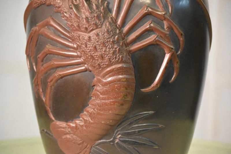 Japanese Meiji Period Bronze Lobster Vase - Image 10