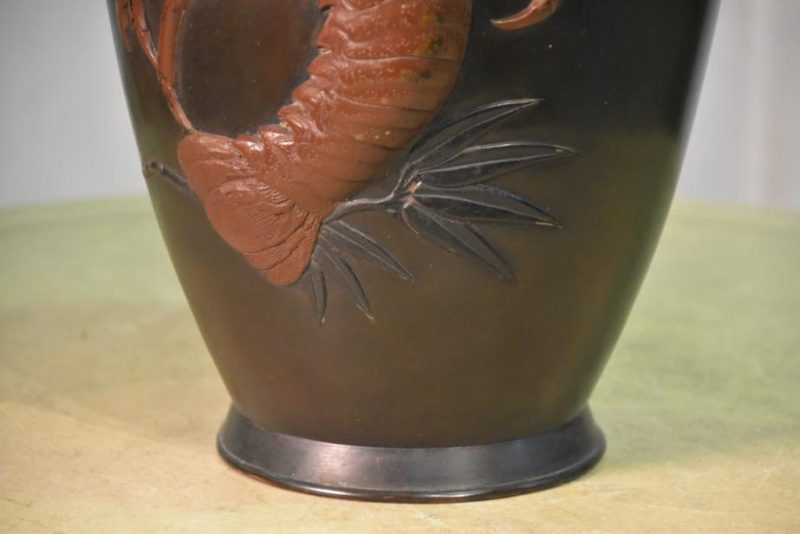 Japanese Meiji Period Bronze Lobster Vase - Image 9