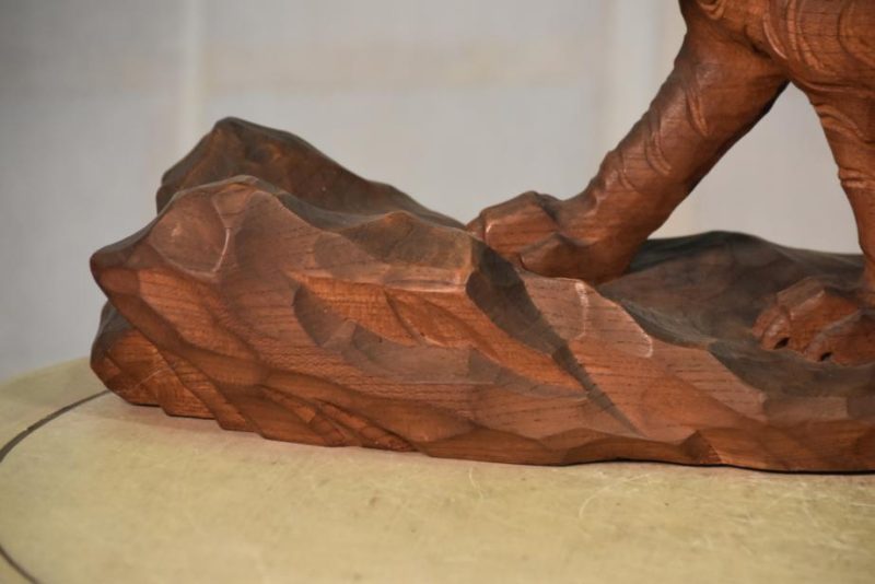 Japanese Tiger and Bamboo carved in Elm Wood - Image 7