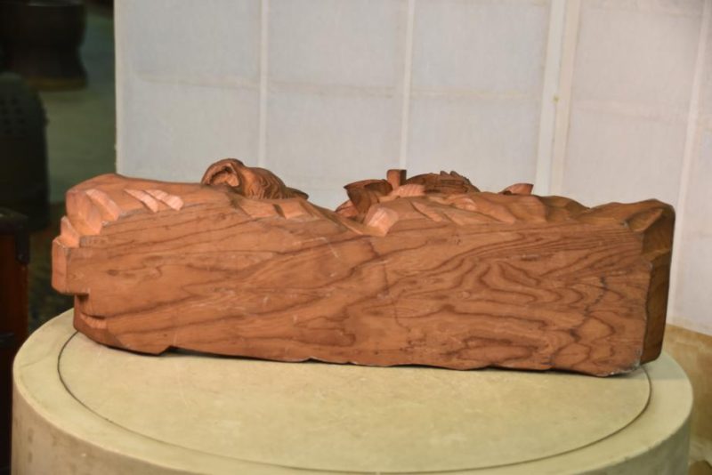 Japanese Tiger and Bamboo carved in Elm Wood - Image 9
