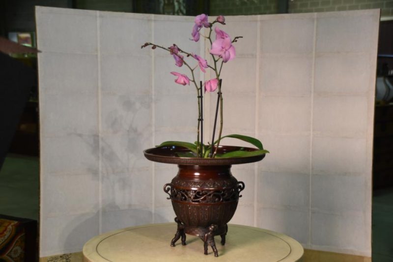 Japanese Vintage Bronze 3 Section Vase Usubata